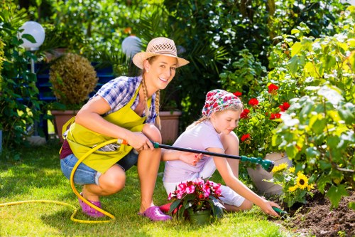 Front garden landscaping in Leyton with neat pathways and shrubs
